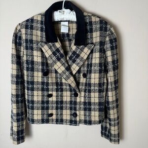 Vintage Plaid Cropped Blazer Jacket Womens 8 Clueless Costume Cher Horowitz
